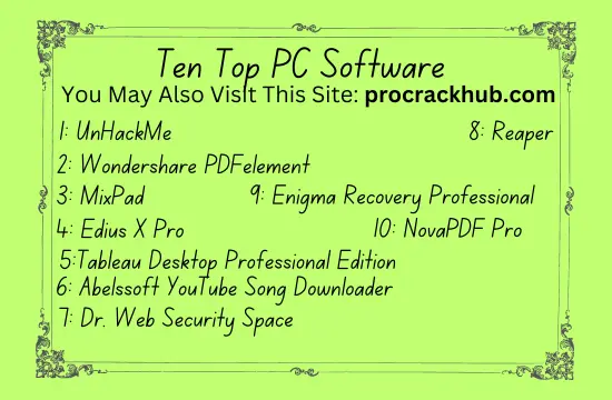 Ten Top PC Software Crack 
